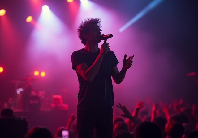 Photo of an indie artist performing on stage under lights, representing gaining attention.