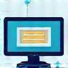 Icon representing digital screen and promotion with arrows pointing towards a device.
